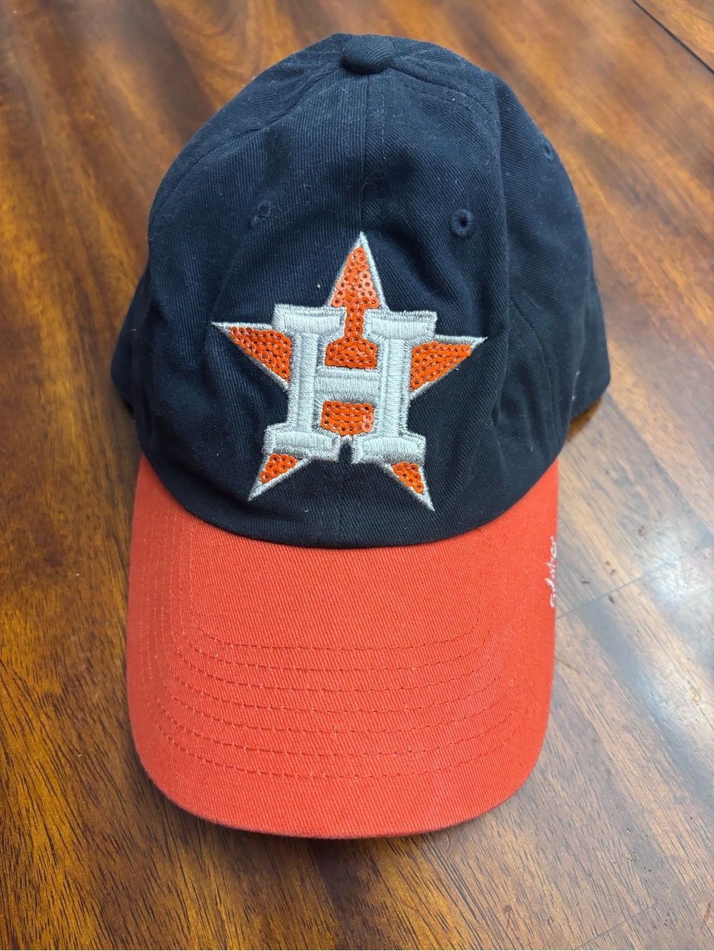 Kids/women’s s/m Houston Astros Navy and Orange sequin ‘47 brand Baseball Cap